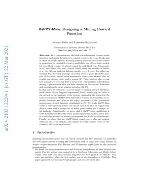 Kifuniko cha Waraka PDF - HaPPY-Mine: Kazi ya Tuzo ya Uchimbaji Inayobadilika kwa Ajili ya Kuwakilisha Mtandao wa Blockchain