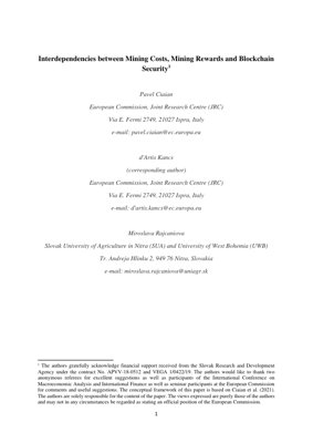 PDF-Dokumentendeckel - Wechselwirkungen zwischen Mining-Kosten, Mining-Belohnungen und Blockchain-Sicherheit